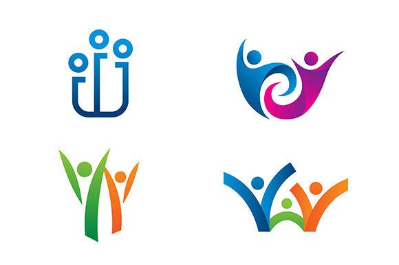 4 Abstract People Logo or Icon: A Versatile Design for Modern Creators
