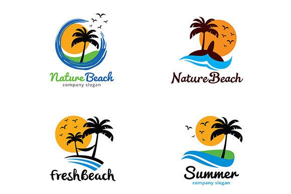 4 Beach Logo Template Design Vector: A Versatile Tool for Creative Projects