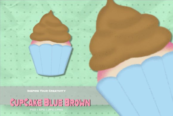 Cupcake Blue Brown - Sublimation Food