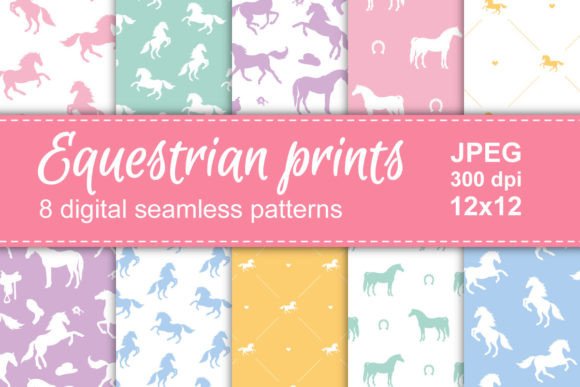 Equestrian Horse Patterns Set: A Versatile Design Resource for Creative Projects