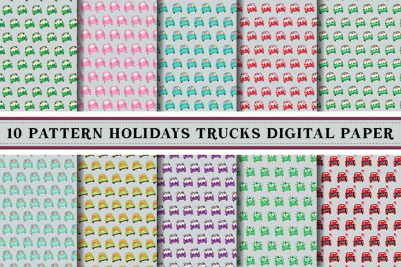 Holiday Trucks Digital Paper Pattern