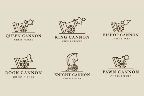 Set of Chess Cannon Creative Logo Vector: A Versatile Design Asset for Strategy and Sport
